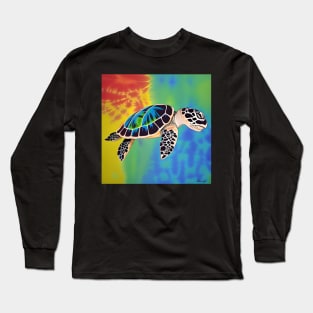 Sea Turtle Tie-Dye Painting Long Sleeve T-Shirt